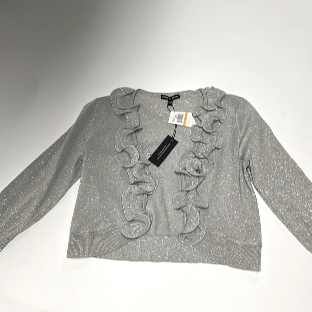 Cable & Gauge silver ruffle sweater